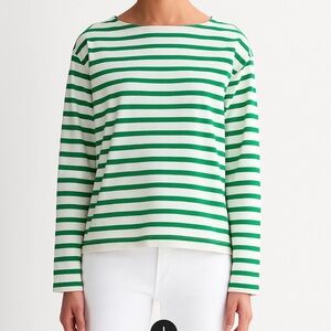 Everlane LongSleeve Mariner Top Sz M Green Stripes